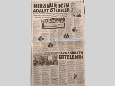 Kadın Hakları Merkezimiz, öldürülen Aybeniz Top duruşmasına katıldı