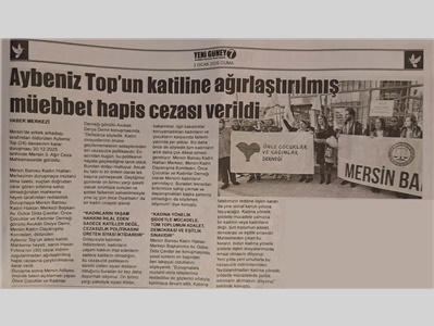 Kadın Hakları Merkezimiz, öldürülen Aybeniz Top duruşmasına katıldı