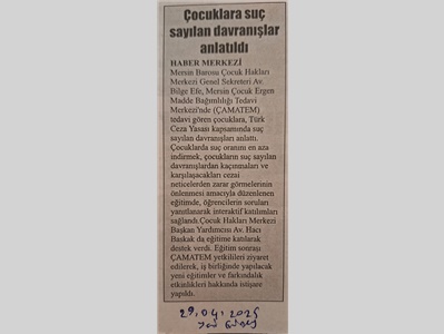 Çocuklara suç sayılan davranışlar anlatıldı