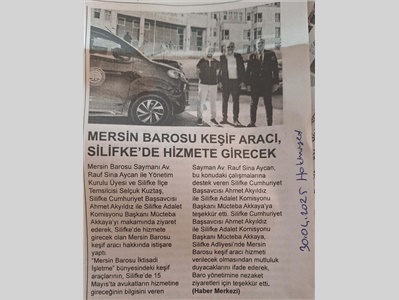 Mersin Barosu keşif aracı, Silifke'de hizmete girecek
