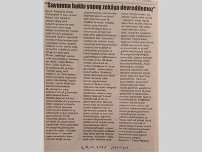 Barolar ortak açıklama: "Savunma hakkı yapay zekaya devredilemez"