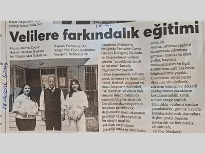 Çocuk Hakları Merkezimiz okulda farkındalık eğitimi yaptı