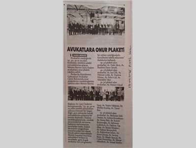 5 Nisan Avukatlar Günü Plaket Töreni
