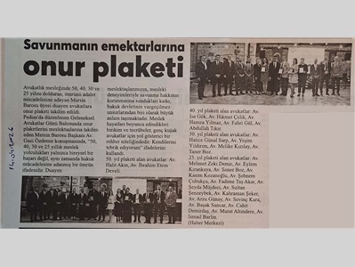5 Nisan Avukatlar Günü Plaket Töreni