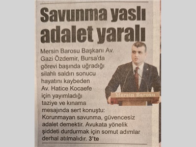 Baro Başkanımız Özdemir: "Mesleğimizi yaparken ölmek istemiyoruz"