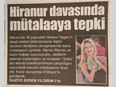 Hiranur için adalet çağrısı
