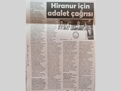 Hiranur için adalet çağrısı