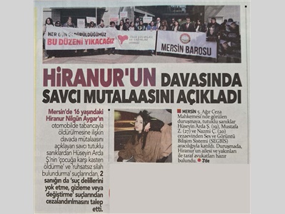 Hiranur için adalet çağrısı