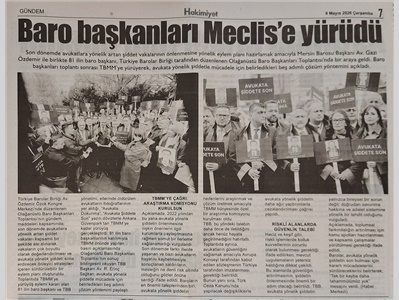 Baro başkanları avukata şiddete karşı Meclis'e yürüdü